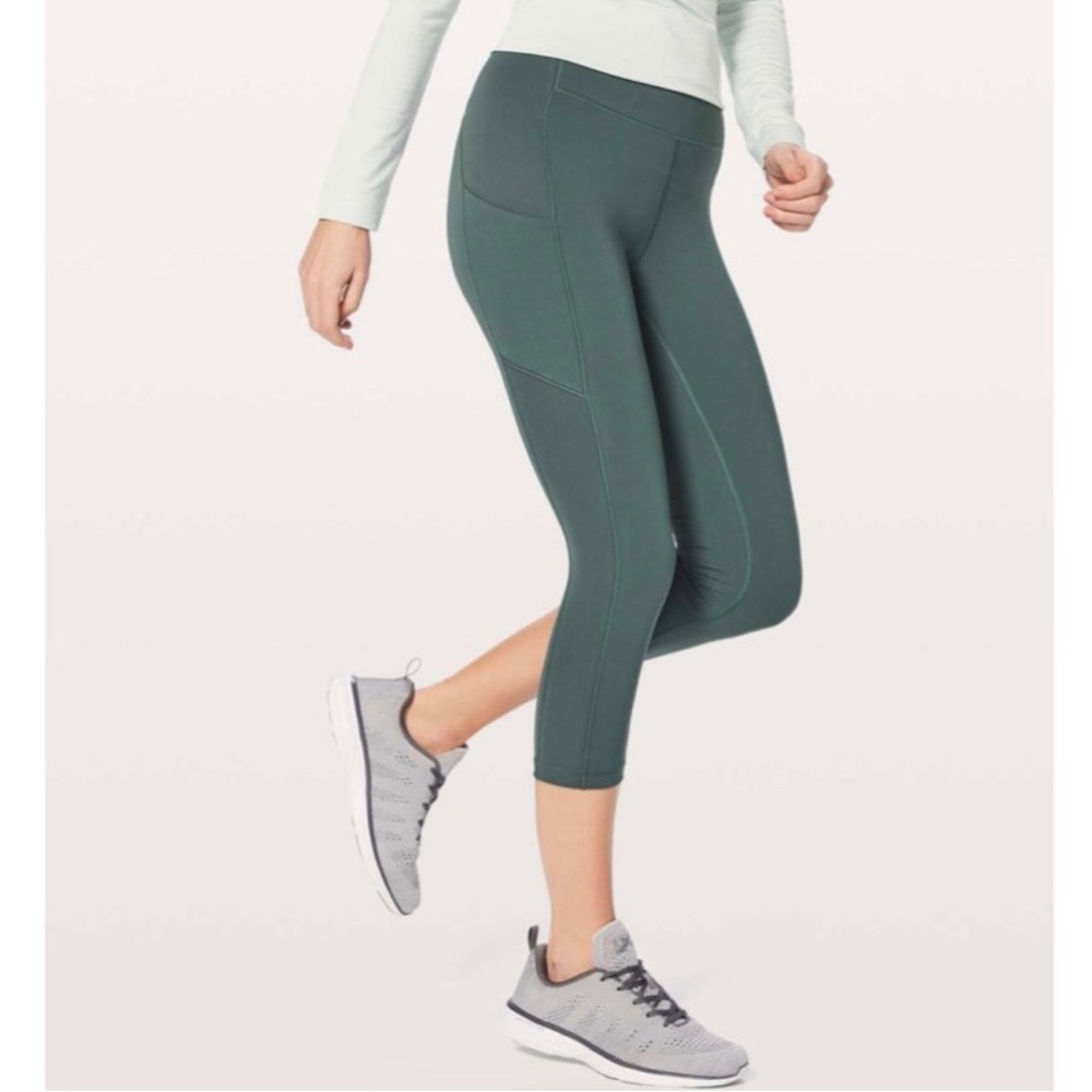 Lululemon Speed Up Crop 21" Teal Shadow 4 Gym Yoga Pockets Run
